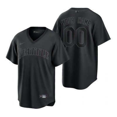 Seattle Mariners Custom Nike Men's MLB Black Pitch Black Fashion Jersey